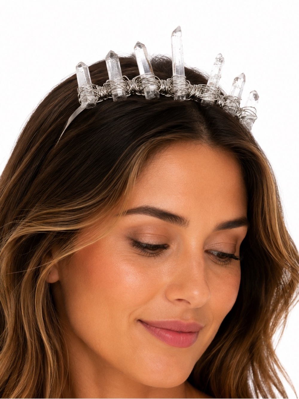 New - Stunning Raw Crystal Quartz Point Tiara/Crown - Boho Festival Headpiece